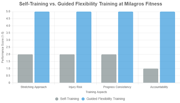 Self-Training (Without Guidance) and Guided Flexibility Training with a Personal Trainer at Milagros Fitness